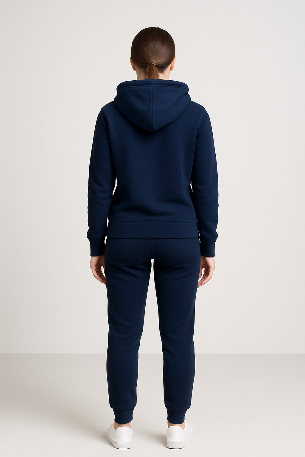 Women’s Hoodie Tracksuit Set – Navy Blue (Polyester Fleece)
