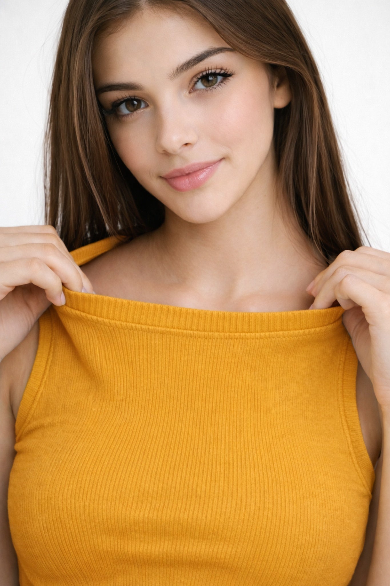 women’s solid mustard yellow sleeveless ribbed crop top
